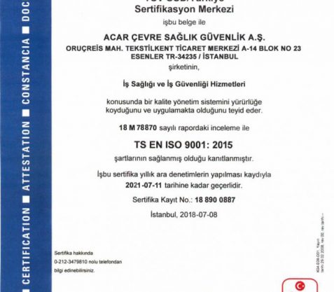 iso 9001 sertifikası
